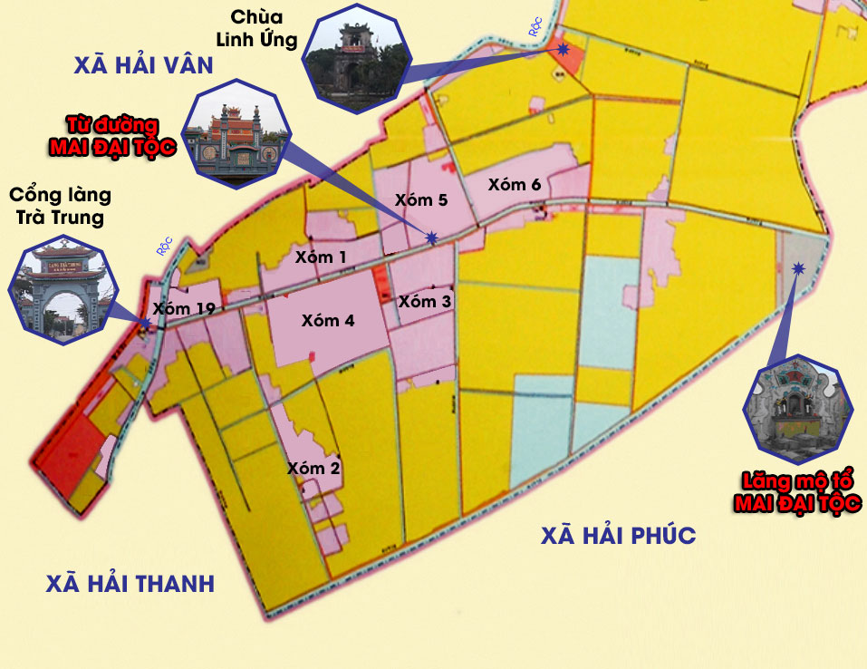 Hành chính xóm ở thôn Trà Trung từ 1992-2022